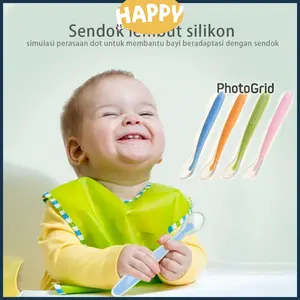 Sendok makan bayi bahan silikon lembut peralatan makan bayi BPA free / Sendok Bayi Silicone (BIC)