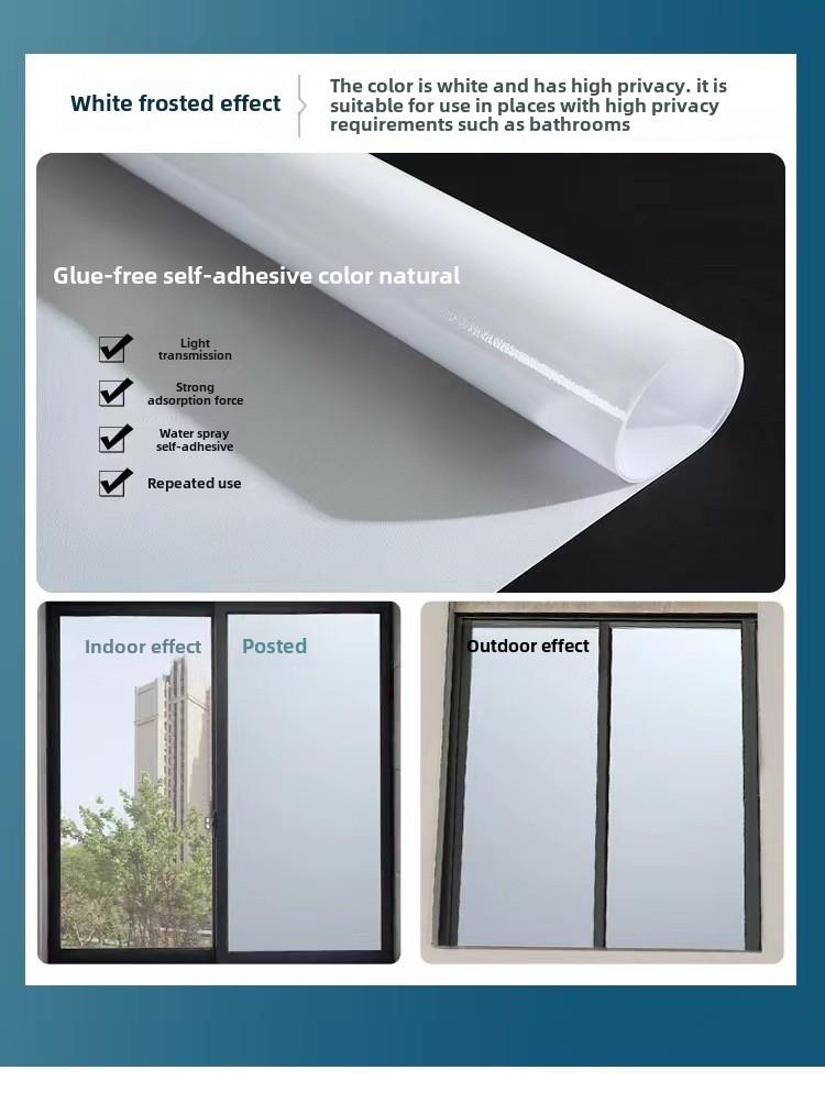 Product Introduction of 1PC/Window film; bathroom privacy static cling, anti-peeping home and office, static glass cling - no adhesive matte covering windows and shower doors, frosted - living room anti-UV window film 6