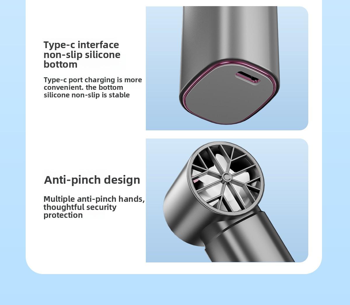 Kipas Pendingin, Kipas Genggam Mini Bergaya, Kecepatan Angin Ekstra Tinggi dengan 100 Pengaturan Kecepatan, Kipas Turbin Portabel untuk Luar Ruangan