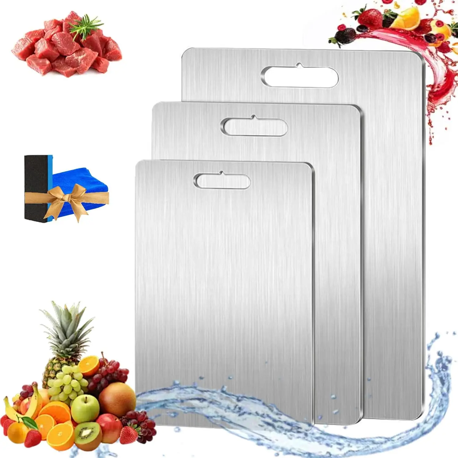Siraat Cutting Board, Original Siraat 100% Pure Titanium Cutting Board, Titanium Cutting Boards for Kitchen Cooking, Double-Sided Food Grade Cutting Board, Easy to Clean (12"×8")