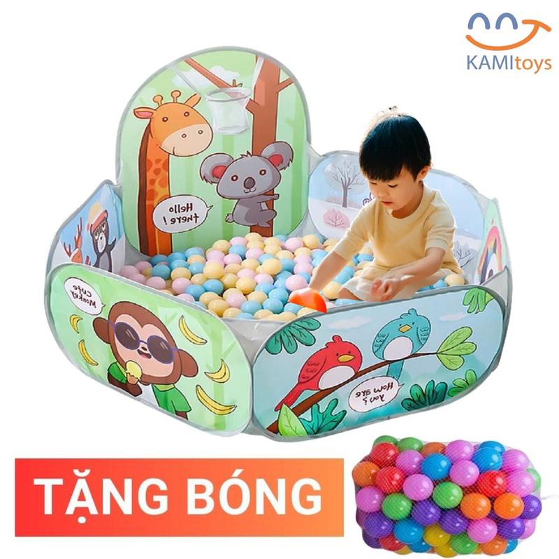 Nhà bóng cho bé (Tặng 25 quả bóng nhựa) kiểu Lều đồ chơi khung thép dẻo tự bung gấp gọn vải dù mã 50079