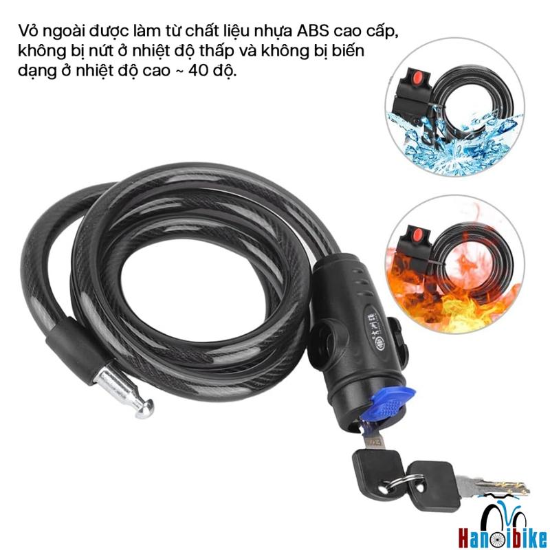 Khóa dây có chìa Jizhou kèm bộ treo khóa bắt cốt yên/khung xe đạp 2