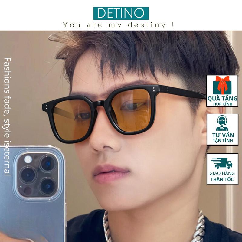 Kính râm nam nữ, mắt kính mát đen - nâu trà thời trang gọng vuông tròn chống tia UV, đi biển và đi đường đẹp DETINO K7
