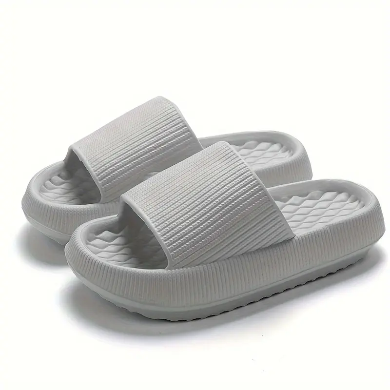 , Women's EVA Slippers, Striped Pattern, Soft Sole Anti-Slip, Comfortable Home Shoes, Silent Bath Footwear, Spring Season, Solid Color Design, Seasonal Footwear | Casual House Shoes | Textured Grip Slippers 7