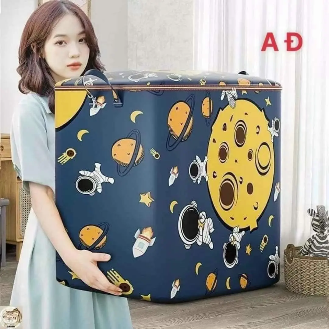 Túi Vải Đựng Quần Áo, Chăn Ga, Nắp Khóa Kéo, Cỡ Lớn Hình Phi Hành Gia