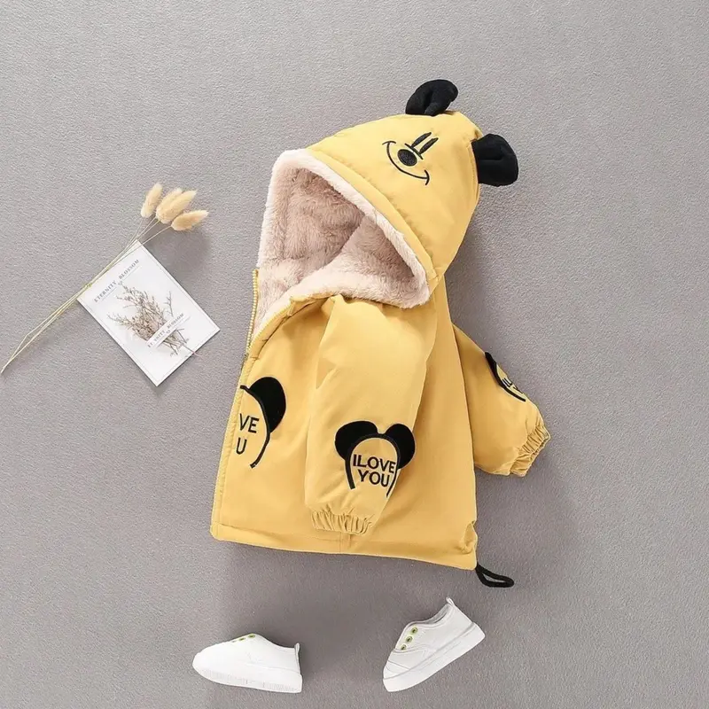 Áo khoác cho bé, áo phao gấu có mũ lót lông cho bé trai bé gái cao cấp ấm áp từ 7-23kg 5
