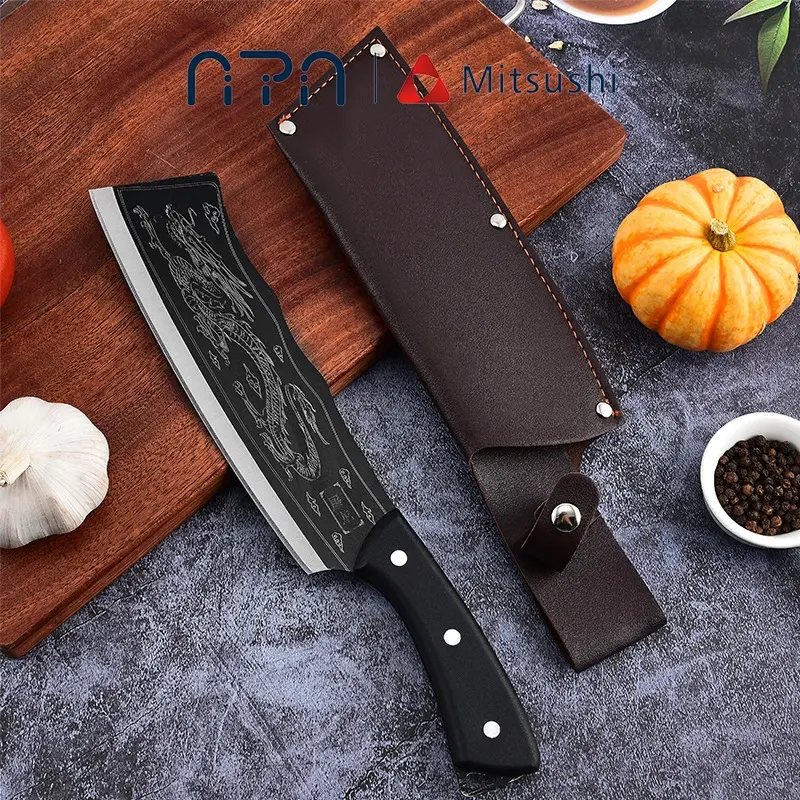 Nipiin Kitchen Knife Black Dragon Knife Japanese Titanium Steel Version Boning Butcher Knife