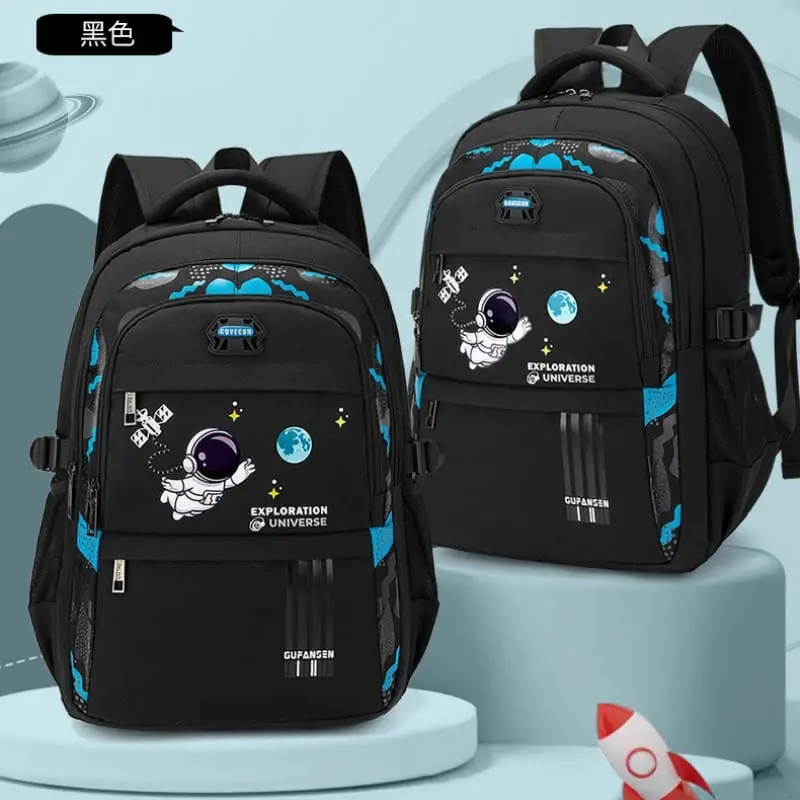 Tas Sekolah Anak-anak untuk Laki-laki Tahan Air Motif Astronot Kapasitas Besar Ransel Ortopedi Sekolah Dasar 0