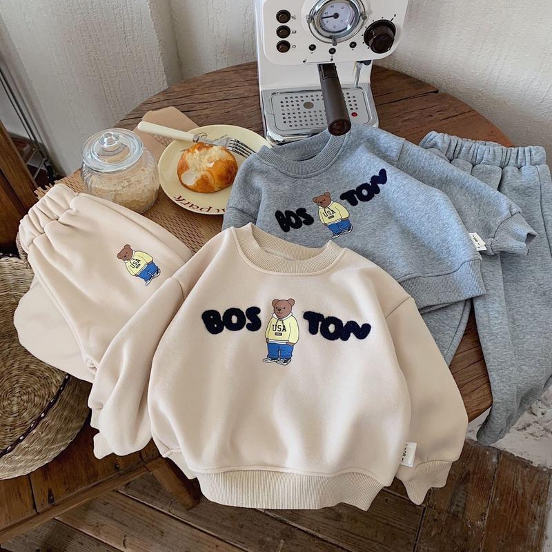 [Bimia Baby Store] Bm03- Bộ nỉ bông cho bé trai bé gái chất liệu nỉ bông dày dặn hình in gấu bos dễ thương cho bé từ 10 đến 29 kg