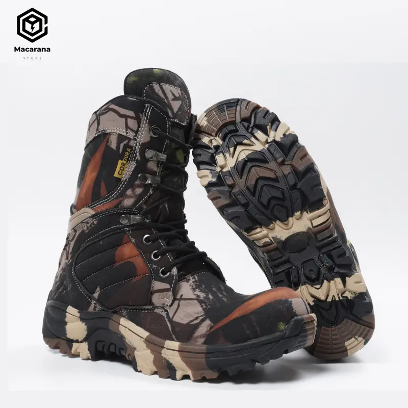 produk terbaik sepatu sefety berburu macarana camo loreng tinggi ujung besi sol karet mentah 1