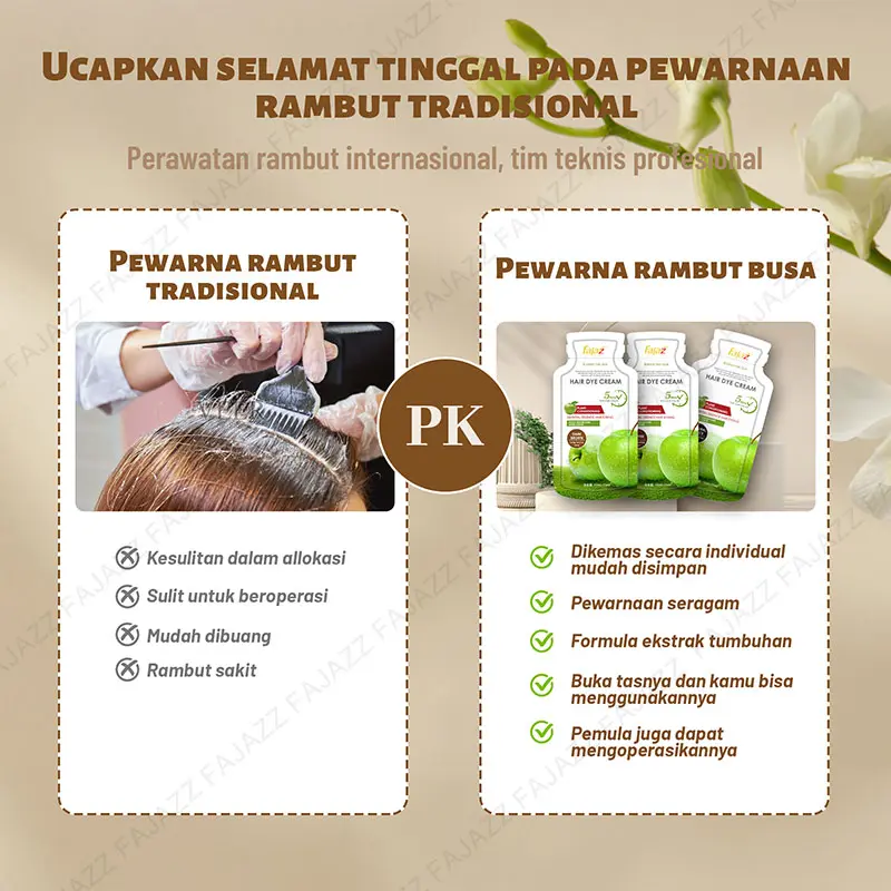 【Fajazz】【5bksx 30ml 】FAJAZZ Pewarna Rambut cuma，total 150ML 【COD】Produk Terlaris - Pewarna Rambut Bubble - Hair Colour Cream - Anda Dapat Mewarnai Rambut di Rumah Dye/Hitam Alami/Warna Coklat Tua/Warna Kopi 6