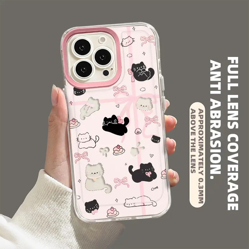 Ốp Điện Thoại Họa Tiết Mèo Đen, Thiết Kế Sang Trọng Và Thời Trang, Tương Thích Với iPhone 16 Pro Max, 11, 12, 13, 14, 15, XR, X, XS Max, 7, 8 Plus, SE2020, Chất Liệu TPU, Trong Suốt, Bao Gồm Tất Cả, Ốp ốp Mềm Silicon Chống Trượt, Giá Cả Phải Chăng 3