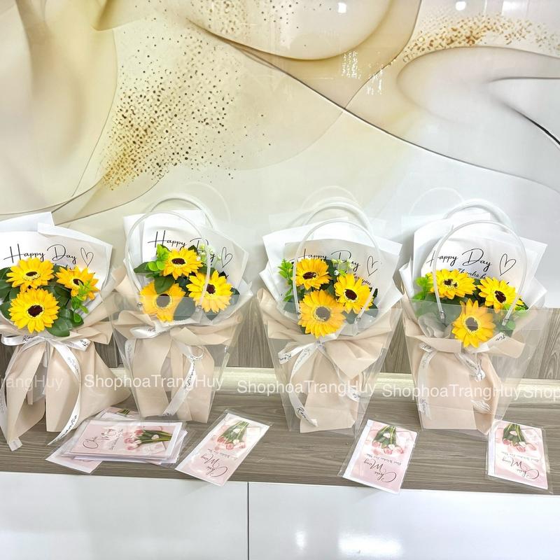 Bó 3 bông hoa sáp hướng dương Decor Decor Phòng Decor Bàn bó  hoa 3