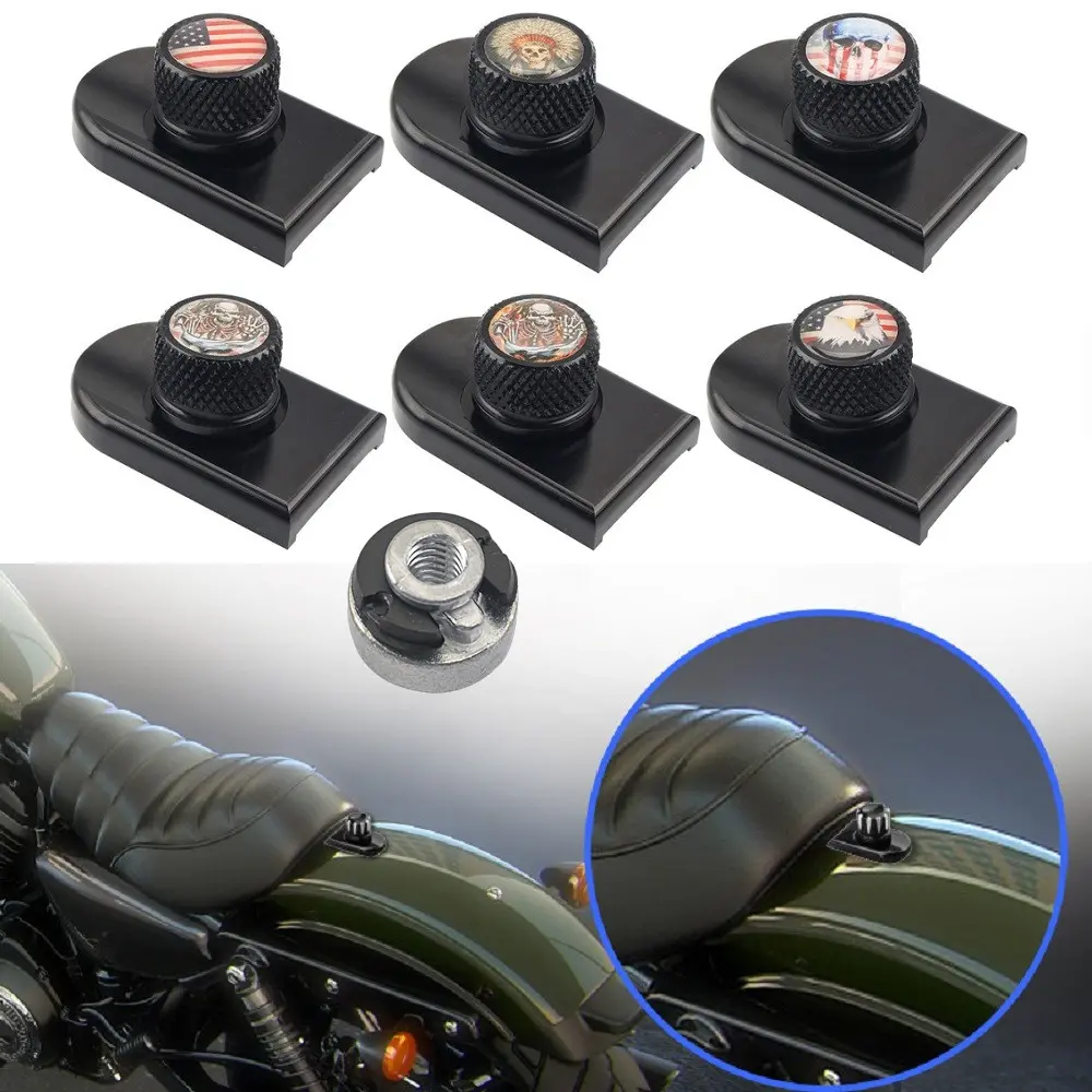 1/4" Motorcycle Universal Cross CNC Thread Alloy Rear Fender Seat Screw Bolt Nut Knob Tab Cover Cap Kit For Harley Sportster 883 1200 XL Fatboy Dyna Softail Chopper Bobber Custom Cafer V-ROD Touring Road Electra Street Glide Road King 1996-2022