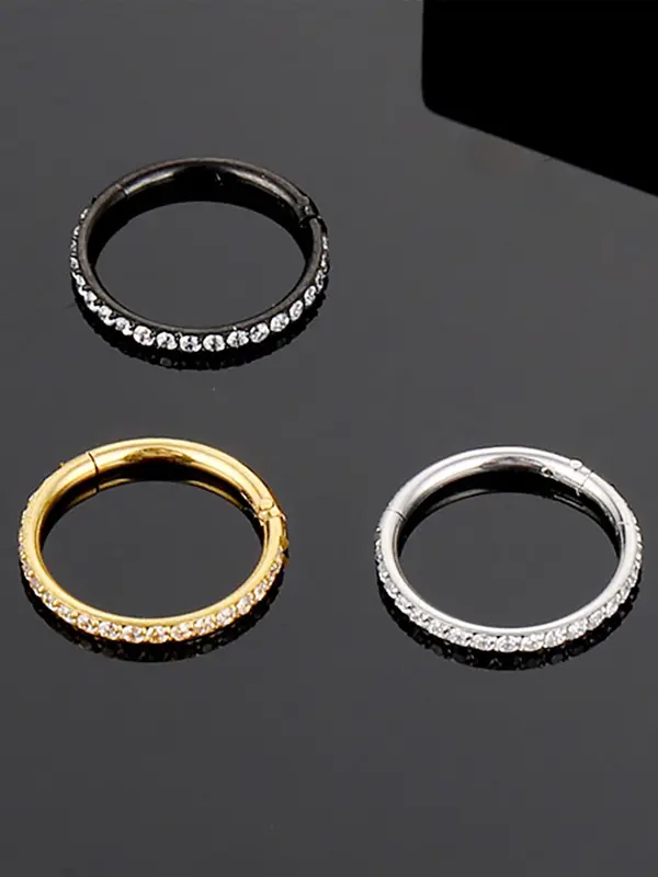 Stainless Steel Nose Ring Set, Rhinestones Decor Nose Ring Set, Fashion Jewelry for Party, Daily Clothing Decor, Trendy All-match & Exquisite Jewelry for Birthday Gift 2