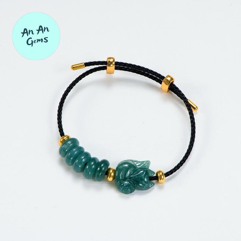 [ Vòng phong thuỷ] Vòng tay dây cáp lam ngọc ngũ điếu , hồ ly tình duyên