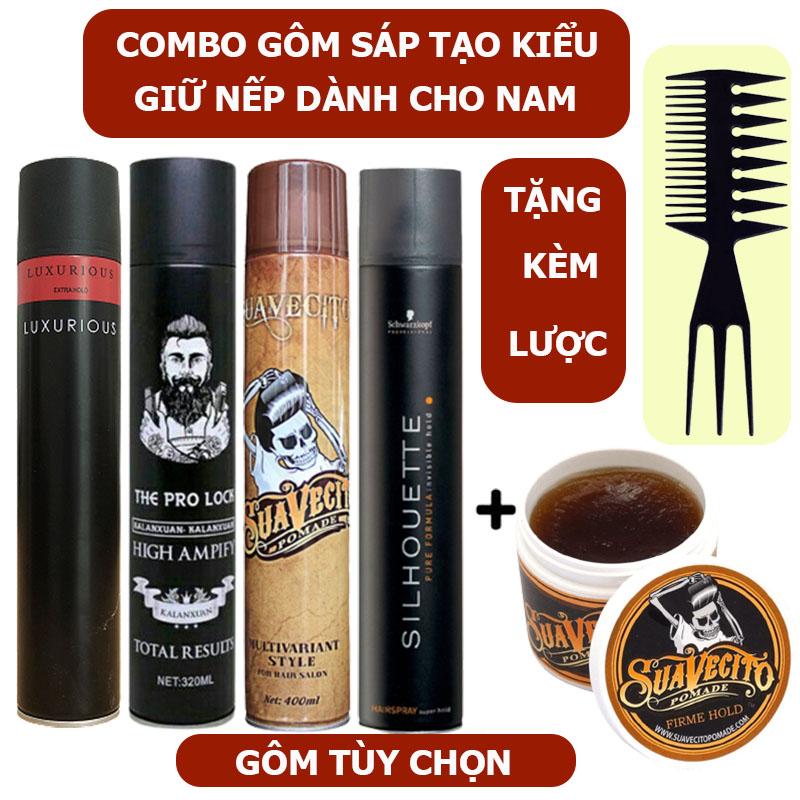 Combo gôm xịt tóc, keo xịt toc giữ nếp + sáp vuốt tóc Suavecito giữ nếp bóng mượt Pomade Chăm Sóc Tóc