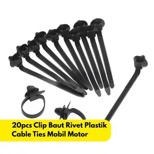 20pcs Clip Baut Body Zip Kendaraan Ties Car Motor Mobil Plastik Fixed BR209 Tali Kabel Klip 80 5mm Rivet Cable x Fasteners Nylon Strap Pengikat