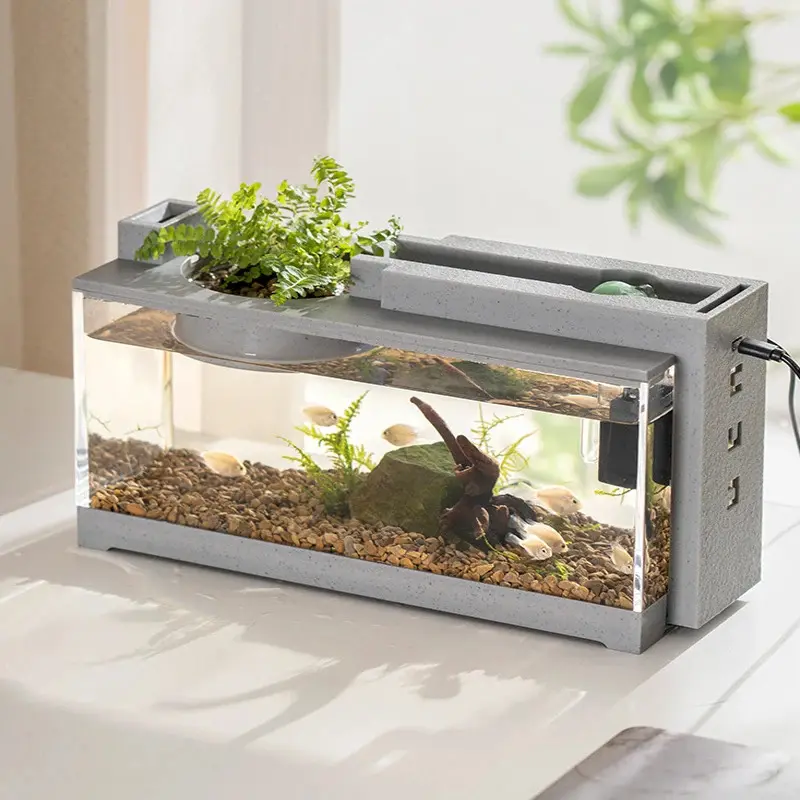 Small Aquarium Fish Tank Kit Built-in Oxygen Bar USB Mute Filter Multi-functional Office Desktop Home Ornaments Decoration