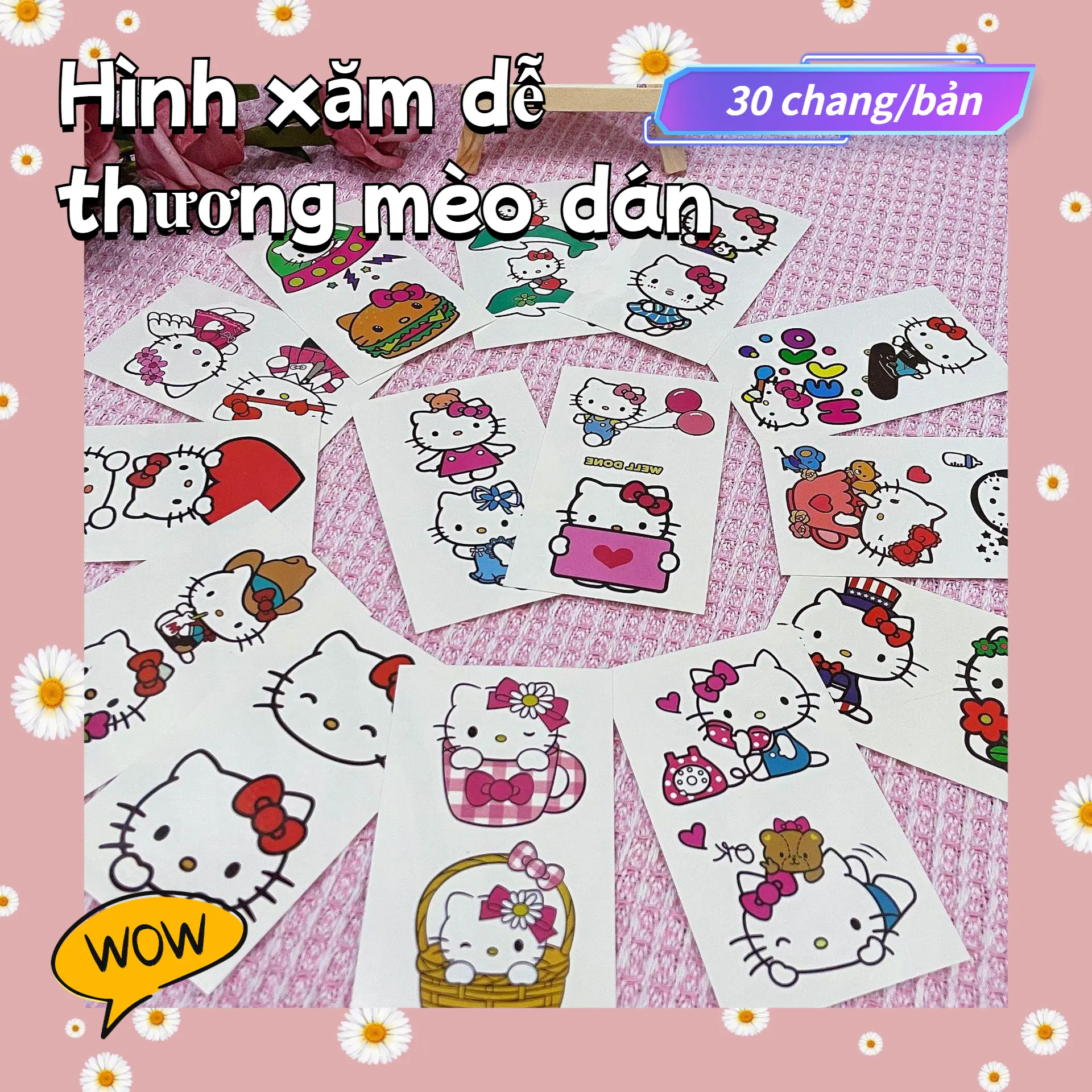 Hình Xăm Dán Hello Kitty, Sanirio, Bộ 30 Chiếc, Siêu Chắc Chắn, Không Thấm Nước Trang Điểm Nữ Cosmetic Mỹ Phẩm