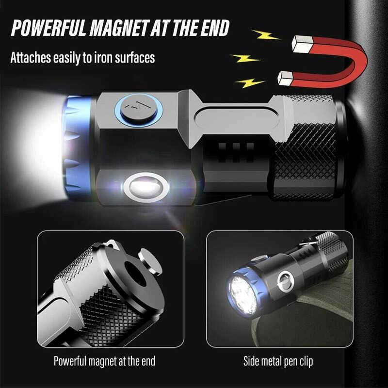 Product Introduction of Đèn pin LED Có Thể Sạc Lại KÍNH LÁ, MINI, Có Đèn Bên Và Đuôi Tán Lều, Có Nam Châm, Thích Hợp Để Khám Phá Và Cắm Trại 3