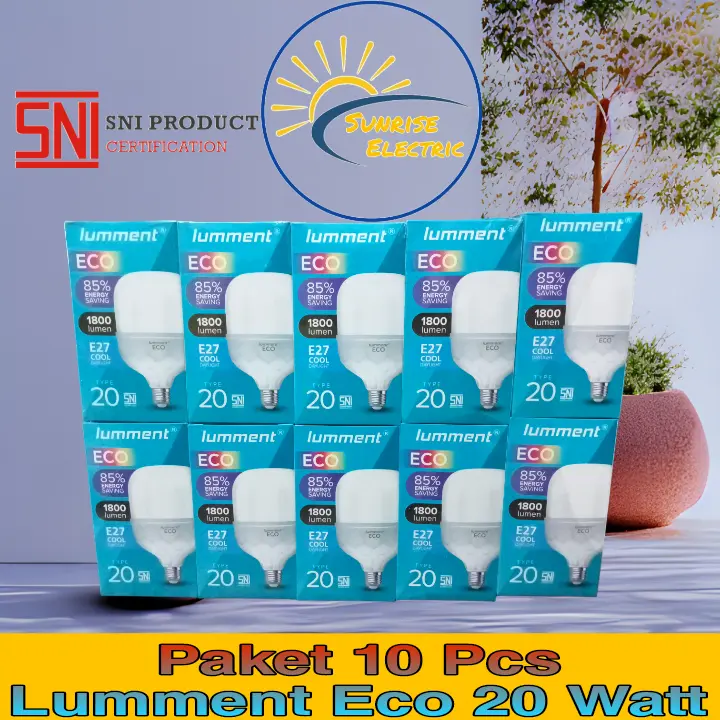 Paket 10 Pcs Lumment Eco Lampu Bohlam LED 20 Watt cool daylight Putih