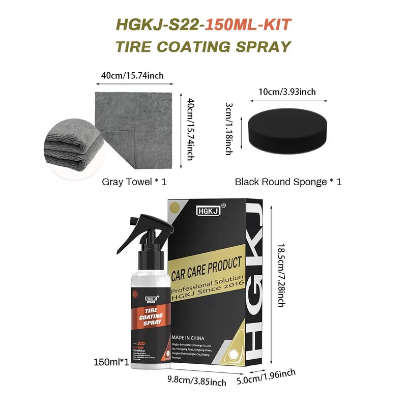 Car Tire Cleaner, 150ml Wheel Type Gloss Spray, Tire Polish Sealing Wax, Hydrophobic Tire Coating 1