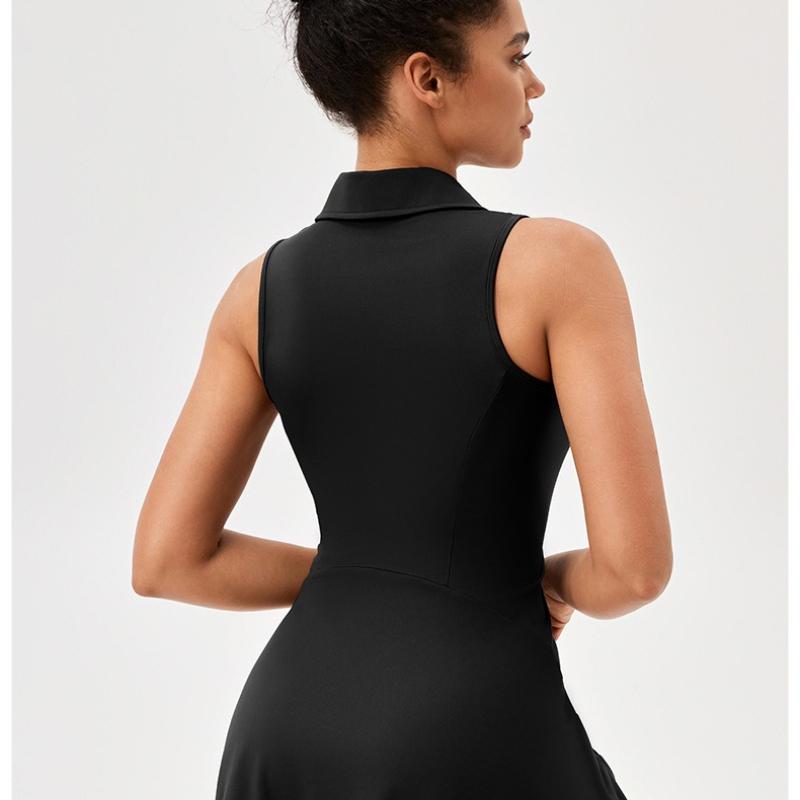 Product Introduction of Plus Size S-XXL Polo Tennis Dress With Zipper&Shorts Clashing Color Golf Badminton Dress Casual Quick-Dry Stretchy Workout Skirt 6