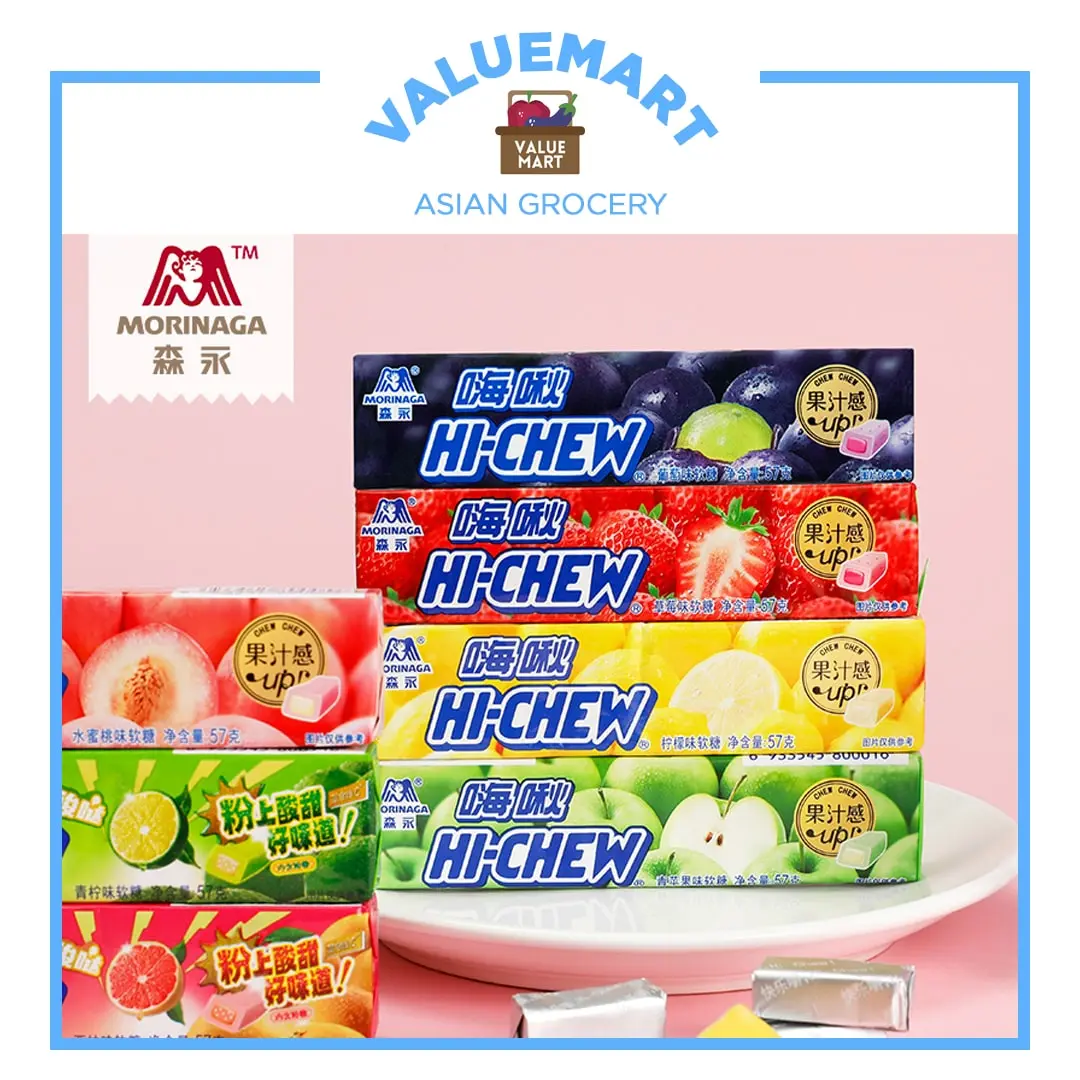 Hi-Chew Japanese Fruity Chewy Candies Stick Pack (Strawberry, Grape, Green Apple, Lemon, Cola) - 57g Snack Candy