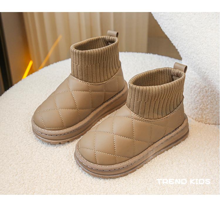 Product Introduction of Children's Boots Sock Style Snow Boots Girls Short Boots Kids Cute Sewing Autumn Winter New Warm Cotton Shoes for Boys Unisex PU 9