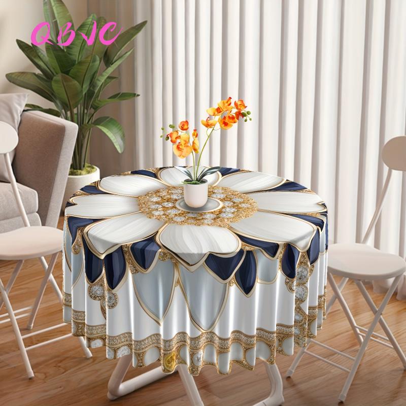 Product Introduction of Khăn trải bàn tròn, in hoa tươi, vải chống thấm nước, đồ Trang Trí nhà cửa 6