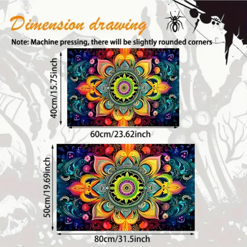Floral Pattern Non-slip Floor Mat, Mandala Design Lightweight Washable Door Mat, Decorative Carpet for Home Living Room Bedroom Kitchen 1