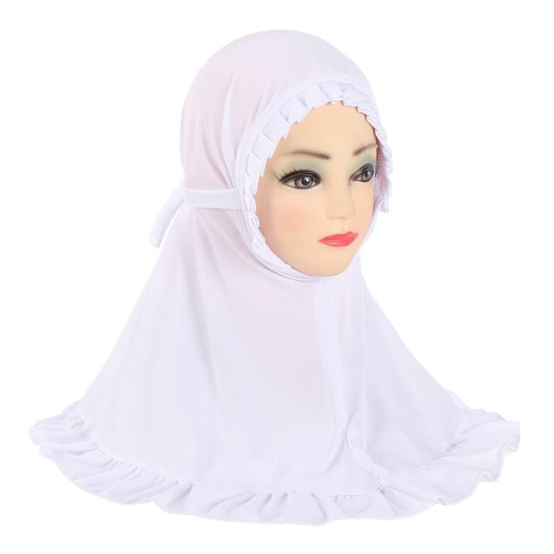Product Introduction of Hat with Pleated Hem, Ruffled Edges, Lace Trim, Little Girl Children's Headscarf, Malay Scarf H364 8