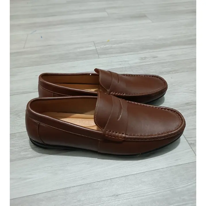 Giày lười nam da bò màu nâu da mềm, sang thích hợp đi làm, tiệc, chụp hình... Shoes