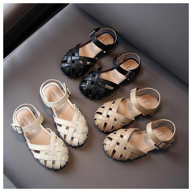  Dép Cho bé Dép Rọ Chéo Đế Mềm Cho Bé Xinh Yêu Phối 3 Màu Đen Trắng Kem 