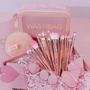 MAANGEメイクアップブラシセット、27個/セットプロフェッショナルメイクアップブラシ&パフ&ビューティーエッグ&フェイスクリーニングスポンジ&メイクアップバッグ、女性用メイクアップアクセサリー