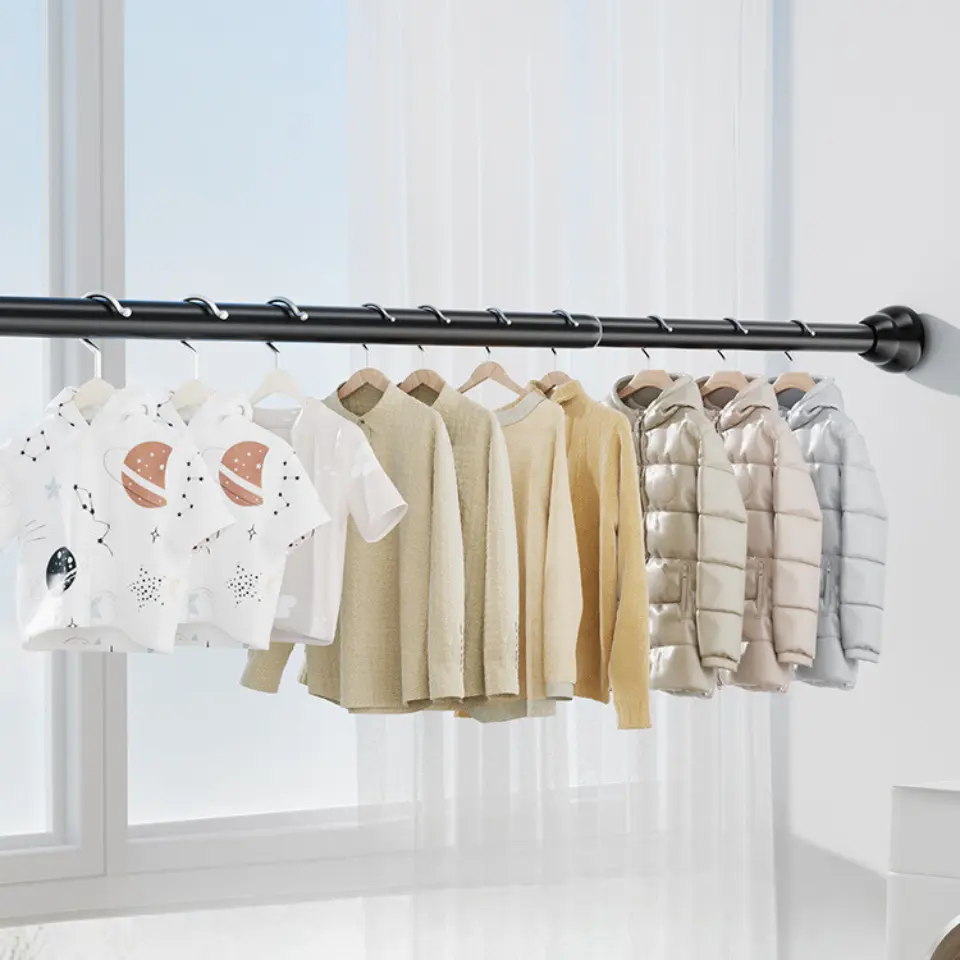Thanh treo quần áo đa năng inox không cần khoan tường nhiều kích thước Cây phơi đồ Thanh treo rèm