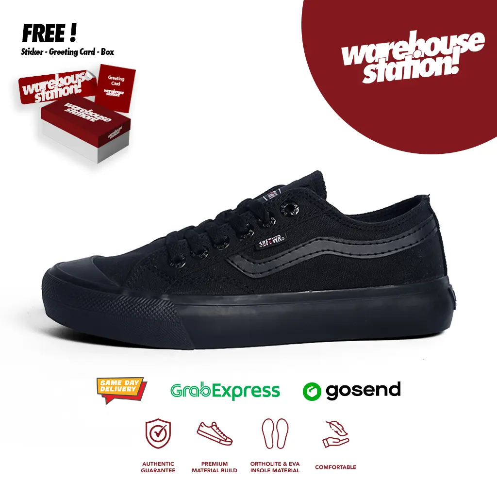 SABA Veloz ALL Black - Sepatu Wanita Sepatu Pria Sneakers Casual