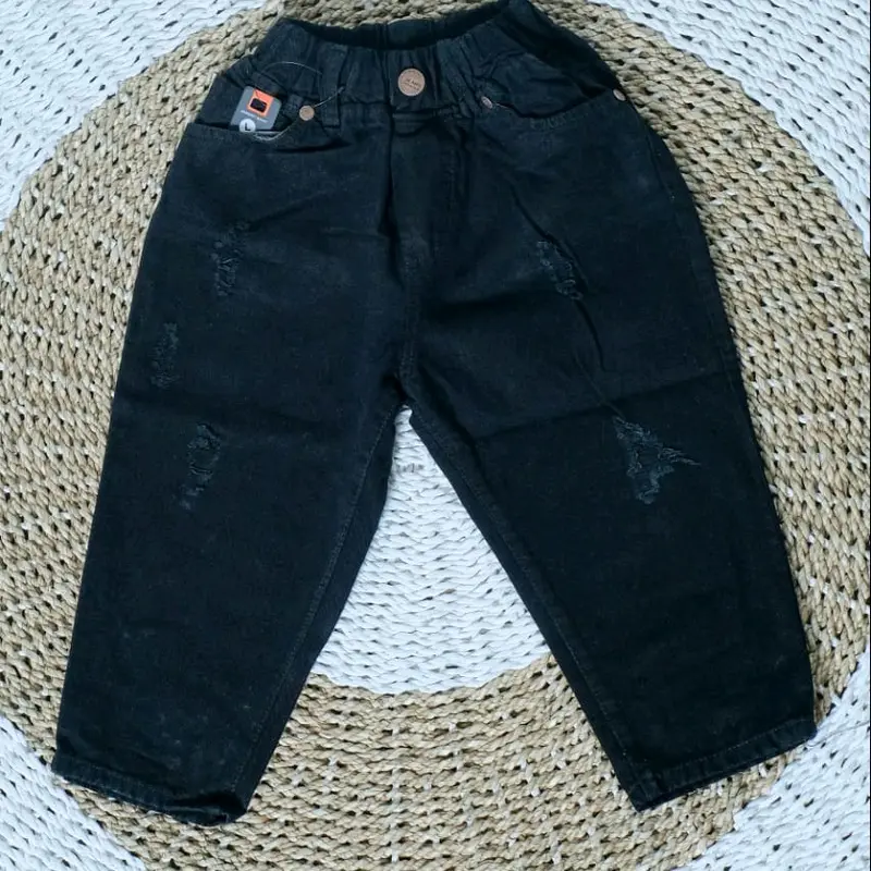 CELANA PANJANG ANAK SOBEK HITAM PUTIH// Bisa buat Laki-laki & Perempuan UNISEX Fashion Hitam celana anak laki laki celana  anak murah 6