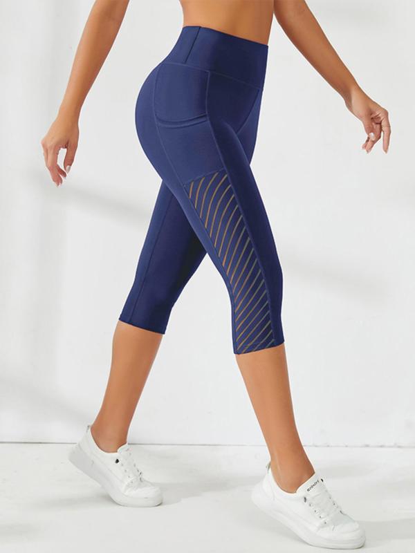 Women's High Waist Capris Summer Sports Leggings, Breathable Pocket Design Summer Skinny Shorts, Ladies Sportswear Clothing for Indoor Outdoor Summer Wear, Yoga Leggings Pants 4