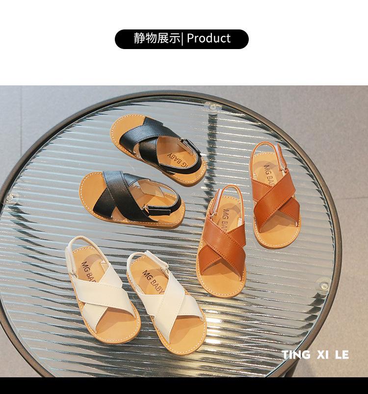 Product Introduction of Children's Sandals 2024 Summer New Fashion Versatile Baby Simple Soft Sole Boys and Girls Open Toe Cross Beach Shoes 6