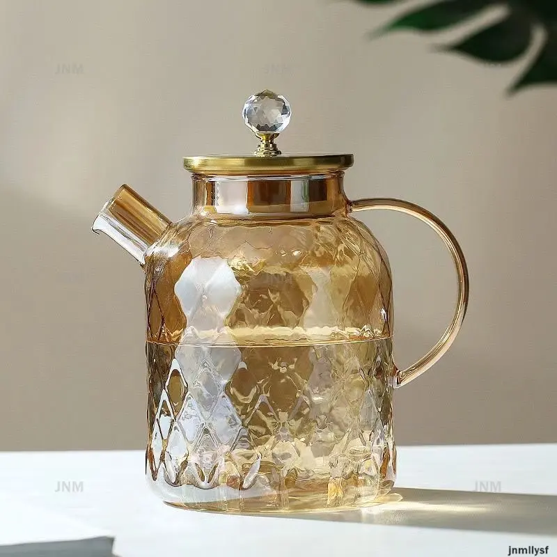 Glass Cold Kettle Juice Beverages Water Jug Household Pitcher Flower Teapot  Heat-resistant Milk Coffee Pot