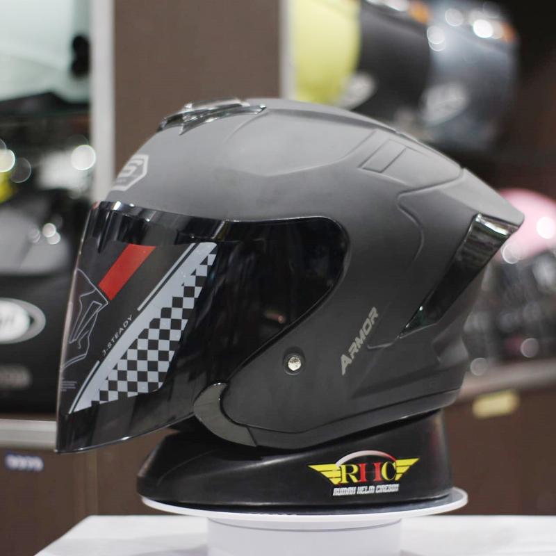 helm JS armor half face solid /polos, sudah Standard SNI, helm kekinian untuk pria dan wanita dewasa Warna Putih Glossy Helmet Motorcycle 3