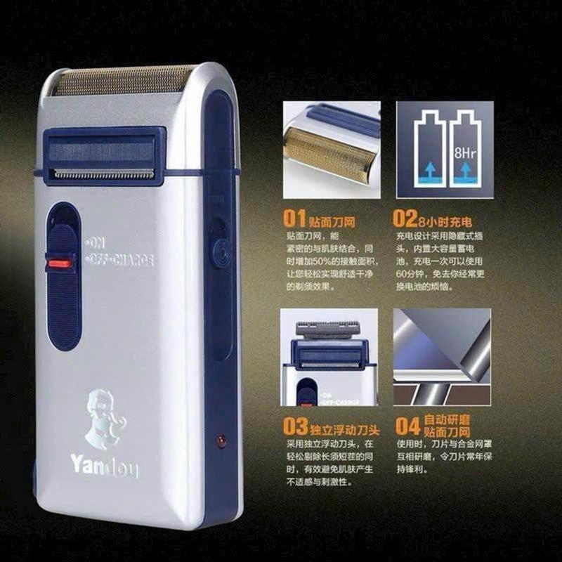 Máy Cạo Râu Đa Năng luoi Ngang Sạc Tích Điện Vỏ Thép Tiện Lợi 3
