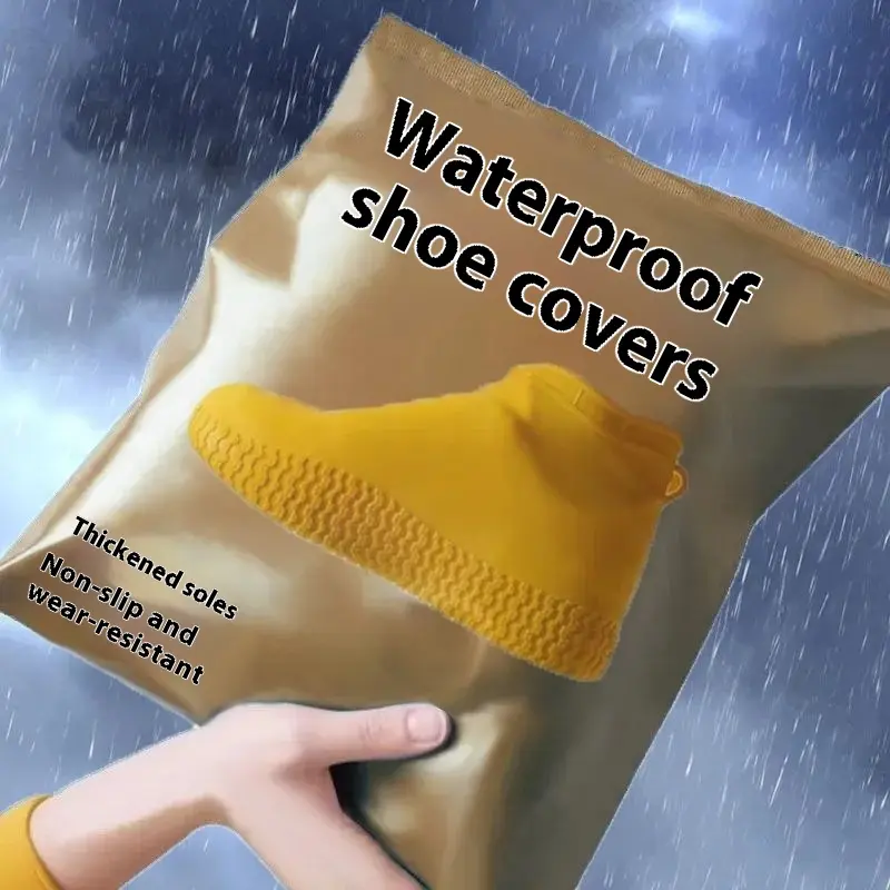 Qcgj New Waterproof Shoe Cover Non-Slip Shoe Cover Non-Slip Thickening and Wear-Resistant Outdoor Waterproof Shoe Cover Rain-Proof Men and Women Rain Boots Cover