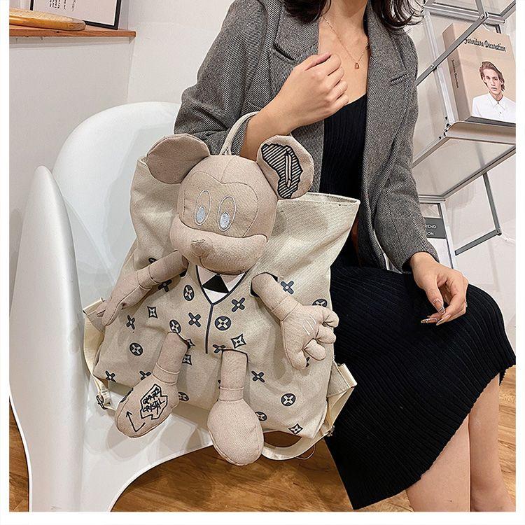 Product Introduction of Ba Lô Vải Bố Búp Bê Mickey, Thời Trang, Phong Cách Phương Tây Thường Ngày Sức Chứa Lớn, Thích Hợp Đi Du Lịch, Túi Đi Học Học Sinh, Hàng Mới Về Năm 2024 Nam Bag Backpack Đeo Vai 25