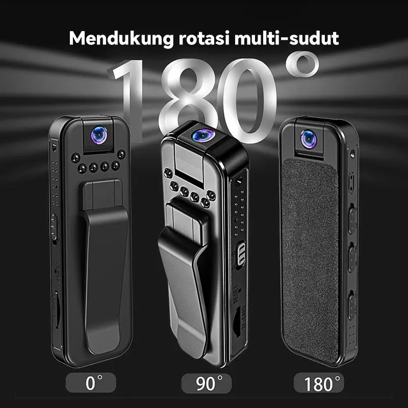 Mini Kamera CCTV HD 1080P 180° Kamera Penglihatan Malam Nirkabel Mini / Camcorder Dash Cam Police Body Motorcycle Bike Motion Camera / Desain Magnetik Rekaman Panggilan HD Klip Belakang Desain Camera Mini Original 4