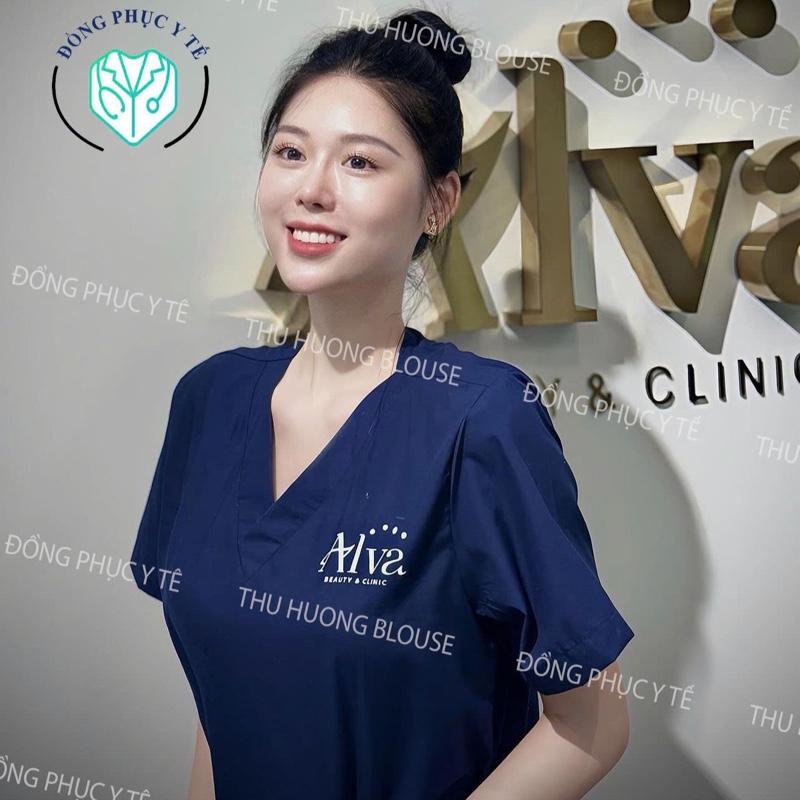 Bộ Cổ Tim Nhiều Màu vải LON nhât CO GIÃN, áo scrubs điều dưỡng, nam nữ bác sĩ, y tá, top phòng khám scrub  scotim