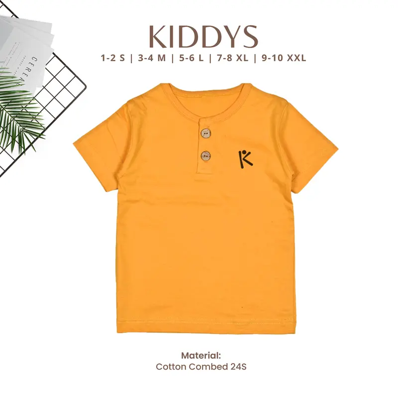 Kiddys Baju Kaos Bordir Pendek Kancing Pakaian Fashion anak Unisex Cotton Combed KA81 1