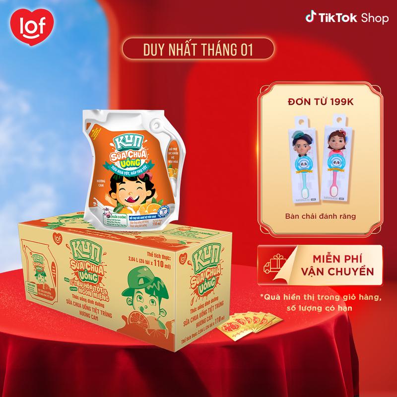 Sữa chua uống KUN vị cam thùng 24 túi x 110ml